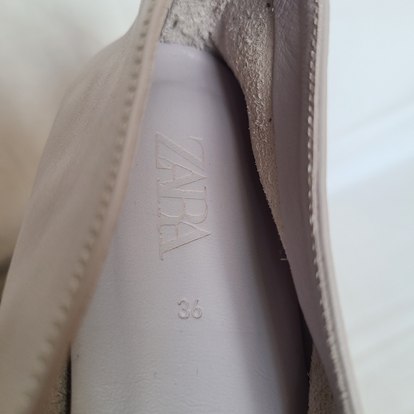 Zara Leather Women's Flats in Light Gray - Picture 7 of 7